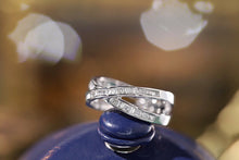 Load image into Gallery viewer, LUOWEND 18K White Gold Real Natural Diamond Ring for Women
