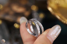 Load image into Gallery viewer, LUOWEND 18K White Gold Real Natural Diamond Ring for Women
