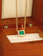 Load image into Gallery viewer, LUOWEND 18K Yellow Gold Real Natural Emerald Bracelet and Necklace for Women
