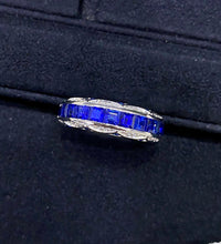 Load image into Gallery viewer, LUOWEND 18K White Gold Natural Sapphire Ring for Women
