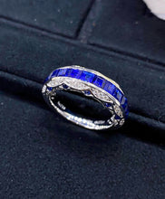 Load image into Gallery viewer, LUOWEND 18K White Gold Natural Sapphire Ring for Women
