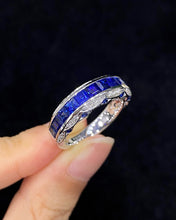 Load image into Gallery viewer, LUOWEND 18K White Gold Natural Sapphire Ring for Women
