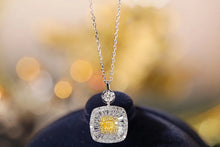 Load image into Gallery viewer, LUOWEND 18K White Gold Real Natural Yellow Diamond Pendant Necklace for Women
