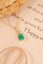 Load image into Gallery viewer, LUOWEND 18K Yellow Gold Real Natural Emerald and Diamond Gemstone Necklace for Women
