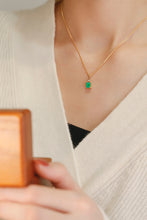 Load image into Gallery viewer, LUOWEND 18K Yellow Gold Real Natural Emerald and Diamond Gemstone Necklace for Women
