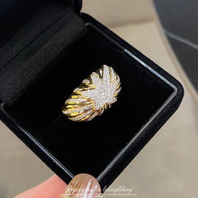 Load image into Gallery viewer, LUOWEND 18K White+Yellow Gold Natural Diamond Ring for Women
