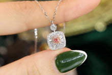 Load image into Gallery viewer, LUOWEND 18K White Gold Real Natural Pink Diamond Pendant Necklace for Women
