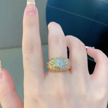 Load image into Gallery viewer, LUOWEND 18K White+Yellow Gold Natural Diamond Ring for Women

