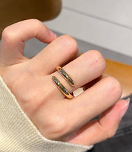 Load image into Gallery viewer, LUOWEND 18K Yellow Gold Natural Diamond Ring for Women
