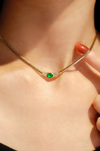 Load image into Gallery viewer, LUOWEND 18K Yellow Gold Real Natural Emerald and Diamond Gemstone Necklace for Women
