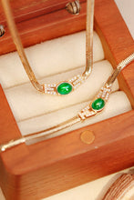Load image into Gallery viewer, LUOWEND 18K Yellow Gold Real Natural Emerald and Diamond Gemstone Necklace for Women
