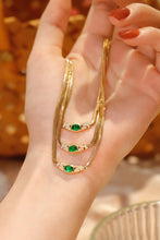 Load image into Gallery viewer, LUOWEND 18K Yellow Gold Real Natural Emerald and Diamond Gemstone Necklace for Women
