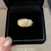 Load image into Gallery viewer, LUOWEND 18K White+Yellow Gold Natural Diamond Ring for Women
