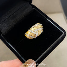 Load image into Gallery viewer, LUOWEND 18K White+Yellow Gold Natural Diamond Ring for Women
