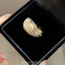 Load image into Gallery viewer, LUOWEND 18K White+Yellow Gold Natural Diamond Ring for Women
