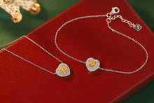 Load image into Gallery viewer, LUOWEND 18K White Gold Real Natural Yellow Diamond Jewelry Set for Women
