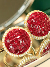Load image into Gallery viewer, LUOWEND 18K Yellow Gold Natural Ruby Ring for Women
