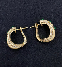 Load image into Gallery viewer, LUOWEND 18K Yellow Gold Natural Emerald Earrings for Women
