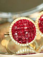 Load image into Gallery viewer, LUOWEND 18K Yellow Gold Natural Ruby Ring for Women
