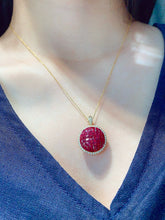 Load image into Gallery viewer, LUOWEND 18K Yellow Gold Natural Ruby Necklace for Women
