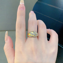 Load image into Gallery viewer, LUOWEND 18K White+Yellow Gold Natural Diamond Ring for Women

