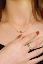 Load image into Gallery viewer, LUOWEND 18K Yellow Gold Real Natural Emerald and Diamond Gemstone Necklace for Women
