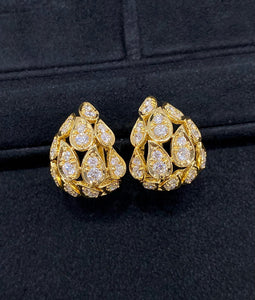 LUOWEND 18K Yellow Gold Natural Diamond Earrings for Women