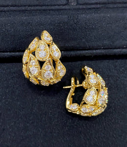 LUOWEND 18K Yellow Gold Natural Diamond Earrings for Women