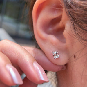 LUOWEND 18K White Gold Natural Diamond Earrings for Women
