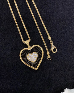 LUOWEND 18K Yellow Gold Natural Diamond Pendant Necklace for Women
