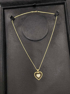 LUOWEND 18K Yellow Gold Natural Diamond Pendant Necklace for Women