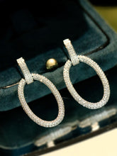 Load image into Gallery viewer, LUOWEND 18K White/Yellow Gold Natural Diamond Earrings for Women
