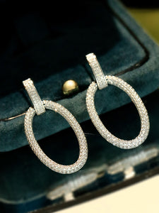 LUOWEND 18K White/Yellow Gold Natural Diamond Earrings for Women