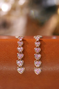 LUOWEND 18K Yellow Gold Real Natural Pink Diamond Drop Earrings for Women