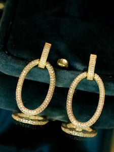 LUOWEND 18K White/Yellow Gold Natural Diamond Earrings for Women