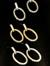 Load image into Gallery viewer, LUOWEND 18K White/Yellow Gold Natural Diamond Earrings for Women
