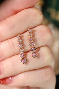 LUOWEND 18K Yellow Gold Real Natural Pink Diamond Drop Earrings for Women