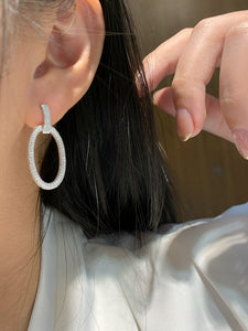 LUOWEND 18K White/Yellow Gold Natural Diamond Earrings for Women