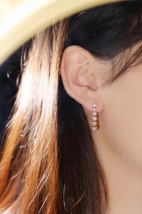 LUOWEND 18K Yellow Gold Real Natural Pink Diamond Drop Earrings for Women