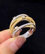 Load image into Gallery viewer, LUOWEND 18K White+Yellow Gold Natural Diamond Ring for Women
