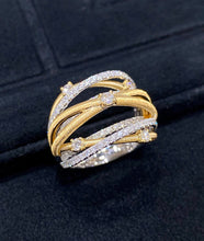 Load image into Gallery viewer, LUOWEND 18K White+Yellow Gold Natural Diamond Ring for Women
