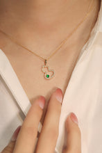 Load image into Gallery viewer, LUOWEND 18K Yellow Gold Real Natural Emerald and Diamond Gemstone Necklace for Women
