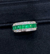 Load image into Gallery viewer, LUOWEND 18K White Gold Natural Emerald Gemstone Ring for Women
