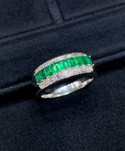 Load image into Gallery viewer, LUOWEND 18K White Gold Natural Emerald Gemstone Ring for Women
