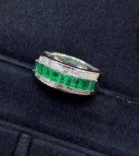 Load image into Gallery viewer, LUOWEND 18K White Gold Natural Emerald Gemstone Ring for Women
