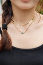 Load image into Gallery viewer, LUOWEND 18K Yellow Gold Real Natural Emerald and Diamond Gemstone Necklace for Women
