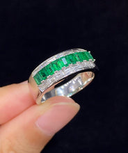Load image into Gallery viewer, LUOWEND 18K White Gold Natural Emerald Gemstone Ring for Women
