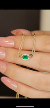 Load image into Gallery viewer, LUOWEND 18K Yellow Gold Real Natural Emerald and Diamond Gemstone Necklace for Women
