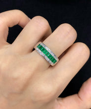 Load image into Gallery viewer, LUOWEND 18K White Gold Natural Emerald Gemstone Ring for Women
