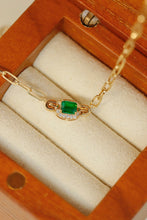 Load image into Gallery viewer, LUOWEND 18K Yellow Gold Real Natural Emerald and Diamond Gemstone Necklace for Women
